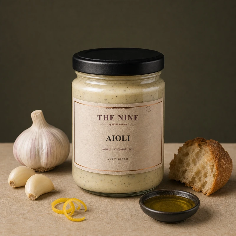The Nine aioli als praktisch voorbeeld van de verbinding tussen recept, productie en verkoop